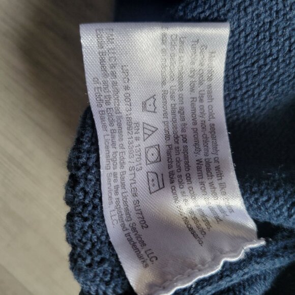 Eddie Bauer Mens XL Quarter-Zip Sweater Blue & Gray Stripes 100% Cotton - Picture 4 of 5